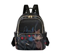 Nexawaveo Quilted Backpack for Women Carry-On 14 Inch Laptop bag Lightweight Work Daypack Cool Pigs Black, Cool Wolves Fox Black-1, S, Rucksack Backpacks
