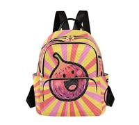 Nexawaveo Quilted Backpack for Women Carry-On 14 Inch Laptop bag Lightweight Work Daypack Crayon Eggplant Yellowpink, Crayon Fig Yellowpink, M, Rucksack Backpacks