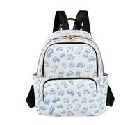 Nexawaveo Quilted Backpack for Women Carry-On 14 Inch Laptop bag Lightweight Work Daypack Cute Lemons White, Doodle Cars White-1, S, Rucksack Backpacks