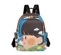 Nexawaveo Quilted Backpack for Women Carry-On 14 Inch Laptop bag Lightweight Work Daypack Sleepy Cat Blue, Sweet Girl Blue, S, Rucksack Backpacks