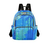 Nexawaveo Quilted Backpack Women 14 Inch Lightweight Daypack Black Cat Blue, Blue Forest Art-1, S
