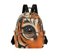 Nexawaveo Quilted Backpack Women 14 Inch Lightweight Daypack Classic Portrait Kitten Art, Animal Eye Art Orange, S