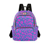 Nexawaveo Quilted Backpack Women 14 Inch Lightweight Daypack Classic Portrait Kitten Art, Blue Red Leopard Cute, S