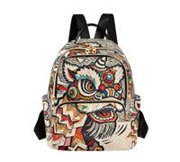 Nexawaveo Quilted Backpack Women 14 Inch Lightweight Daypack Neon Floral Butterfly Pattern, Lion Dance Oriental, S, Rucksack Backpacks