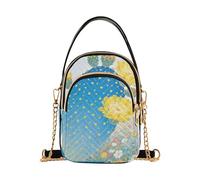 Nexawaveo Small Handbag Crossbody Bag for Women Quilted Bags Shoulder Purse Phone Wallet Chain Bag, Blue Cactus Yellow Flower