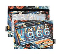 Nexawaveo Steampunk Retro Cassette Dark 2Pack Pencil Pouch Set for 3 Ring Binder Smooth Zipper with Clear PVC Window Pencil Case for School Supplies