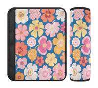 Nexawaveo Strap Covers 6.5"×6.5" Vibrant Mixed Flowers | Extra Wide Soft Flannel Shoulder Pads for Baby Car Seat Stroller Backpack