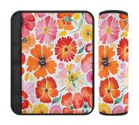 Nexawaveo Strap Covers 6.5"×6.5" Vivid Mixed Flower | Extra Wide Soft Flannel Shoulder Pads for Baby Car Seat Stroller Backpack