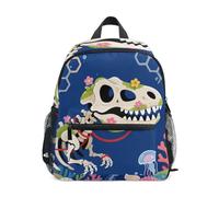Nexawaveo Toddler Backpack Kids Preschool Daypack Kindergarten Backpacks with Name Tag for Boys Girls, Underwater Dinosaur Skeleton, S, Daypack Backpacks