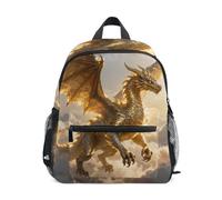 Nexawaveo Toddlers Backpack Kids Preschool Backpacks with Name Tag for Boys Girls, Epic Dragon Gold-1, S, Daypack Backpacks