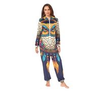 Nexawaveo Ultra Soft Fleece Onesie Pajama for Adults Cozy Hooded Footed Full Body Jumpsuit with Pocket, Owl Boho Dream Catcher, XXL
