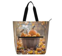 Nexawaveo Waterproof Piano Bag for Lessons Cartoon Planets Space Dark Blue Music Tote with Zipper Pockets for Sheet Music & Books, Autumn Leaves Birds, One Size