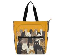Nexawaveo Waterproof Piano Bag for Lessons Cat Photo Cute Music Tote with Zipper Pockets for Sheet Music & Books, Cute Cats Orange, One Size