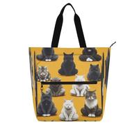 Nexawaveo Waterproof Piano Bag for Lessons Cat Photo Cute Music Tote with Zipper Pockets for Sheet Music & Books, Cats Yellow, One Size
