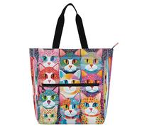 Nexawaveo Waterproof Piano Bag for Lessons Color Cats Dots Music Tote with Zipper Pockets for Sheet Music & Books, Color Cats Dots, One Size