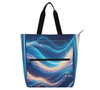 Nexawaveo Waterproof Piano Bag for Lessons Cosmic Blue Streams Music Tote with Zipper Pockets for Sheet Music & Books