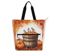 Nexawaveo Waterproof Piano Bag for Lessons Dog Heads Cute Music Tote with Zipper Pockets for Sheet Music & Books, Fall Pumpkin, One Size