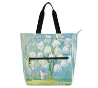 Nexawaveo Waterproof Piano Bag for Lessons Fairy and Large Flowers Blue Music Tote with Zipper Pockets for Sheet Music & Books