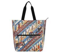 Nexawaveo Waterproof Piano Bag for Lessons Folk Pattern Multicolor Music Tote with Zipper Pockets for Sheet Music & Books, Folk Pattern Multicolor, One Size