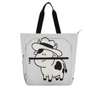 Nexawaveo Waterproof Piano Bag for Lessons Folk Pattern Multicolor Music Tote with Zipper Pockets for Sheet Music & Books, Simple Cow White, One Size