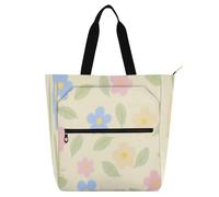 Nexawaveo Waterproof Piano Bag for Lessons Folk Pattern Multicolor Music Tote with Zipper Pockets for Sheet Music & Books, Minimalist Floral Cream, One Size