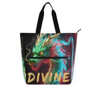 Nexawaveo Waterproof Piano Bag for Lessons Glowing Big Cat Nebula Music Tote with Zipper Pockets for Sheet Music & Books, Neon Dragon Dark, One Size