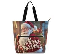 Nexawaveo Waterproof Piano Bag for Lessons Green Xmas Tree Music Tote with Zipper Pockets for Sheet Music & Books, 3d Pattern Santa Xmas Red, One Size