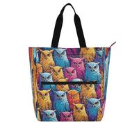 Nexawaveo Waterproof Piano Bag for Lessons Horses by Winter River Music Tote with Zipper Pockets for Sheet Music & Books, Owl Blue Yellow Pastel, One Size