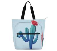 Nexawaveo Waterproof Piano Bag for Lessons Lowpoly Cactus Red Flower Music Tote with Zipper Pockets for Sheet Music & Books