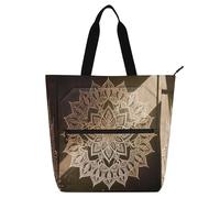 Nexawaveo Waterproof Piano Bag for Lessons Music Tote with Zipper Pockets for Sheet Music & Books, Ornate Mandala in Gold, One Size