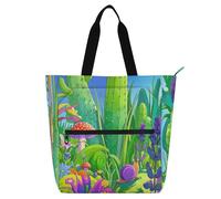 Nexawaveo Waterproof Piano Bag for Lessons Music Tote with Zipper Pockets for Sheet Music & Books, Snail Among Cacti and Flowers, One Size