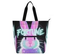 Nexawaveo Waterproof Piano Bag for Lessons Neon Rabbit Black Music Tote with Zipper Pockets for Sheet Music & Books, Neon Bunny Black, One Size