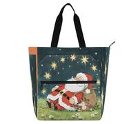 Nexawaveo Waterproof Piano Bag for Lessons Pattern Santa Tree White Music Tote with Zipper Pockets for Sheet Music & Books, Santa Sleeping, One Size