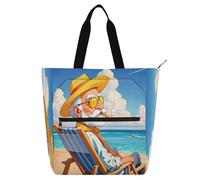 Nexawaveo Waterproof Piano Bag for Lessons Stylized Highland Bull Red Music Tote with Zipper Pockets for Sheet Music & Books, Relaxing Man Beach, One Size