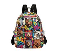 Nexawaveo Women Quilted Backpack Carry-On 14 Inch Laptop bag Lightweight Work Daypack Abstract Bird Blue, Abstract Horse Blue-1, M, Rucksack Backpacks