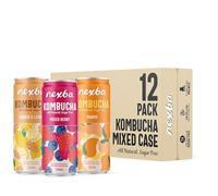 Nexba Kombucha Drink Variety Pack, Includes 4 x Mixed Berry, 4 x Mango & 4 x Ginger & Lemon Kombucha Sleek Cans, All Natural, Sugar Free & Healthy Probiotic Refreshment, 330 ml (Pack of 12)