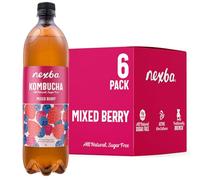Nexba Mixed Berry Kombucha 1 L (Pack of 6) - All Natural, Sugar Free & Healthy Family-Size Berry Elixir