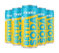 Nexba Yuzu Lemon Better Soda 330 ml Slim Cans (Pack of 12) - Sugar-Free Sparkling Drink with Natural Sweetener and Prebiotic Fibre - Low Calorie and All-Natural Refreshment