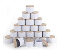 NEXBEXES 24pcs 4oz White Candle tins with Metal Wood-Grain Printing Lids. Candle Jars,Bulk Candle tins for Making Candles,Candle Making Jars (4OZ, White)