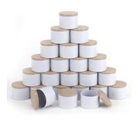 NEXBEXES 24pcs 8oz White Candle tins with Metal Wood-Grain Printing Lids. Candle Jars,Bulk Candle tins for Making Candles,Candle Making Jars (8OZ, White)