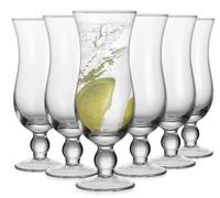 Nexboraque 6 Pack Hurricane Glass, 400 Ml Pina Colada Glasses Clear Tulip Drinking Cups for Water, Beverages, Juices, Cocktails, Full-Bodied Beer, Tropical Drinks
