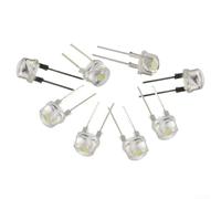 Nexbrill 10PCS 8MM Straw Hat LED Diodes 3.3V 800mA Through Hole Industrial Grade, Light Emitting Bulbs for DIY Electronics, White Red Blue Yellow Green(White)