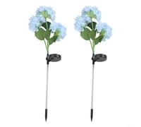 Nexbrill 2-Pack Solar Garden Lights with 3-Head Hydrangea Design, Stainless Steel Outdoor Decorative Lamp for Patio Lawn Park, Auto On/Off, 72cm Height(Blue)