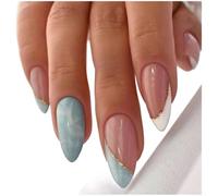 Nexbrill Almond Press On Nails 24PCS Long False Nail Tips With Jelly Glue Strips, Reusable Full Cover Nails With 12 Sizes For Women Easy Application(AW105)