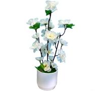 Nexbrill Artificial Peach Blossom Branch, Realistic Silk Fake Potted Plant with Detailed Petals for Home Decor, Wedding Centerpiece, Office Table Display, Long Lasting No Water Needed(White)