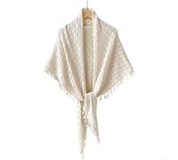 Nexbrill Bohemian Tassel Shawl Women Summer Knit Triangle Wrap | Flowing knit texture, tassel accents, free-spirited ethnic charm, beach party accessory, casual daily wear