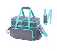 Nexbrill Large Sewing Machine Storage Bag with 2 Detachable Pouches, Double-Layer Polyester Organizer Case with Adjustable Dividers, Elastic Loops and Shoulder Strap for Travel, Grey, 38x24x22cm