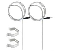 Nexbrill Meat Probe Sensor with Clip for Pellet Grills, Stainless Steel High Temp Replacement Part up to 716°F, Quick Accurate Temperature Monitoring for BBQ Cooking, 2.5mm Diameter(2set)