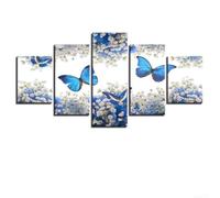 Nexbrill Modern Abstract Blue Butterfly Canvas Art 5Pcs Set