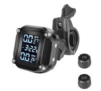 Nexbrill Motorcycle TPMS LCD Wireless Tyre Temperature Tire Pressure Monitor Alarm System with Real-Time Data Display, PSI/BAR Units, for 2 Wheels, ABS+PC, 5.3x5.3x3cm